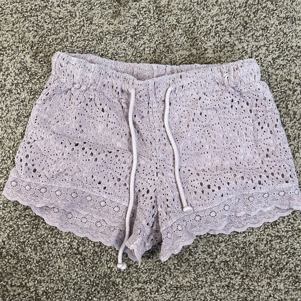 Purple shorts.